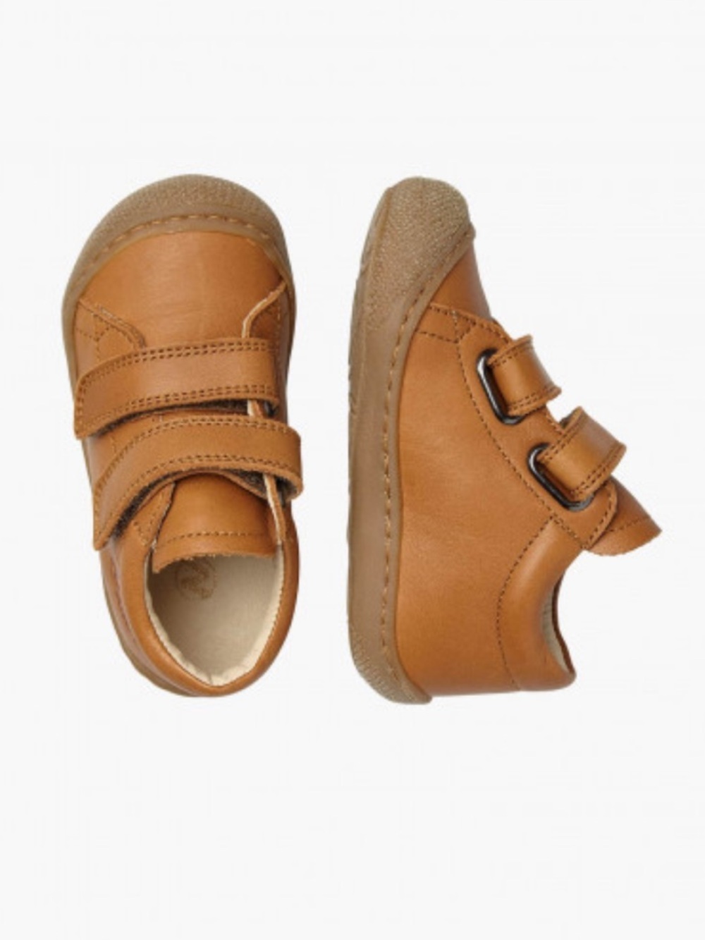 Naturino Tan Leather First-Step Shoes with Double Straps